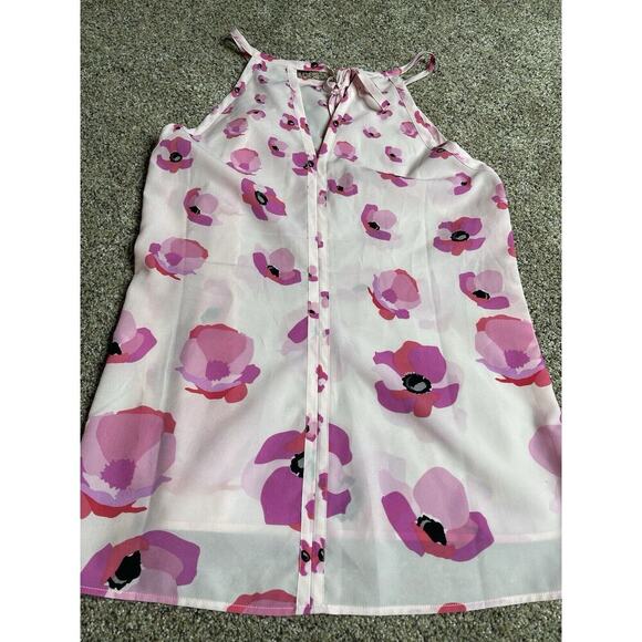 Cabi Pink Floral Poppy Print Tunic Tank Top Blouse Lightweight Size Small - Picture 6 of 8